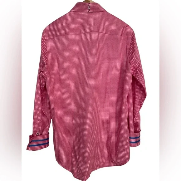 Robert Graham, Pink & White Long Sleeve, Checkered Button Up Shirt, Size L - Picture 5 of 7